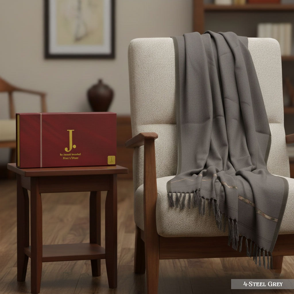 J. wool shawl for winter steel grey